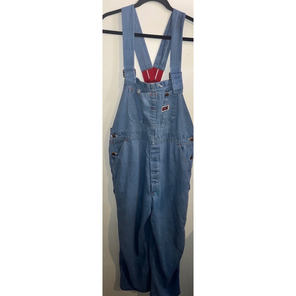 Vtg Big Mac Denim Low Back Overalls Mens 38x30 Blue Workwear Bibs USA Retro